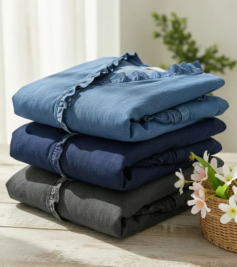 Leontina | Bluză moale la atingere, cu volane și decolteu în V